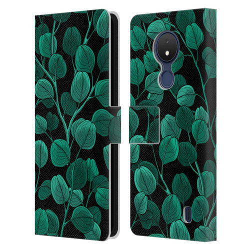 Katerina Kirilova Fruits & Foliage Patterns Eucalyptus Silver Dollar Leather Book Wallet Case Cover For Nokia C21