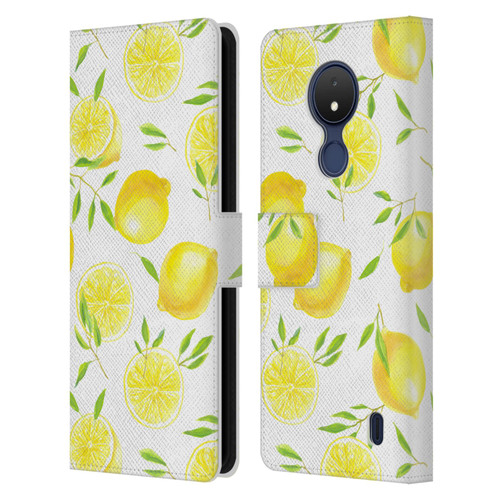 Katerina Kirilova Fruits & Foliage Patterns Lemons Leather Book Wallet Case Cover For Nokia C21
