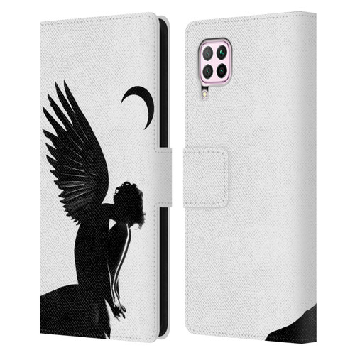 LouiJoverArt Black And White Angel Leather Book Wallet Case Cover For Huawei Nova 6 SE / P40 Lite