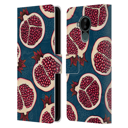 Katerina Kirilova Fruits & Foliage Patterns Pomegranate Slices Leather Book Wallet Case Cover For Nokia C30