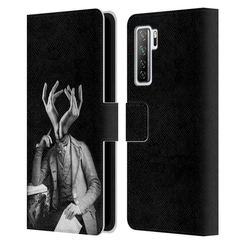 LouiJoverArt Black And White Sensitive Man Leather Book Wallet Case Cover For Huawei Nova 7 SE/P40 Lite 5G