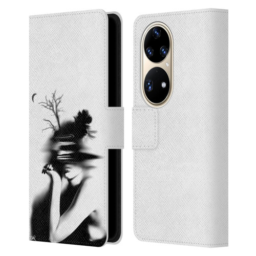 LouiJoverArt Black And White The Mystery Of Never Leather Book Wallet Case Cover For Huawei P50 Pro
