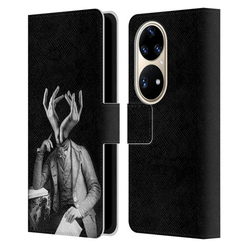 LouiJoverArt Black And White Sensitive Man Leather Book Wallet Case Cover For Huawei P50 Pro