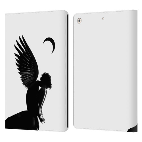 LouiJoverArt Black And White Angel Leather Book Wallet Case Cover For Apple iPad 10.2 2019/2020/2021