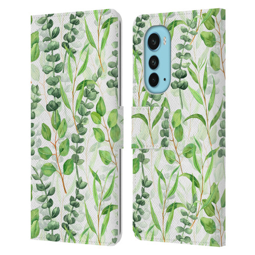 Katerina Kirilova Fruits & Foliage Patterns Eucalyptus Mix Leather Book Wallet Case Cover For Motorola Edge (2022)