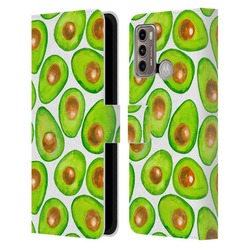 Katerina Kirilova Fruits & Foliage Patterns Avocado Leather Book Wallet Case Cover For Motorola Moto G60 / Moto G40 Fusion