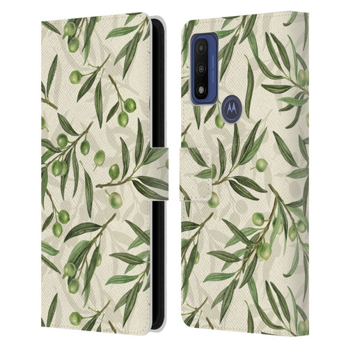 Katerina Kirilova Fruits & Foliage Patterns Olive Branches Leather Book Wallet Case Cover For Motorola G Pure