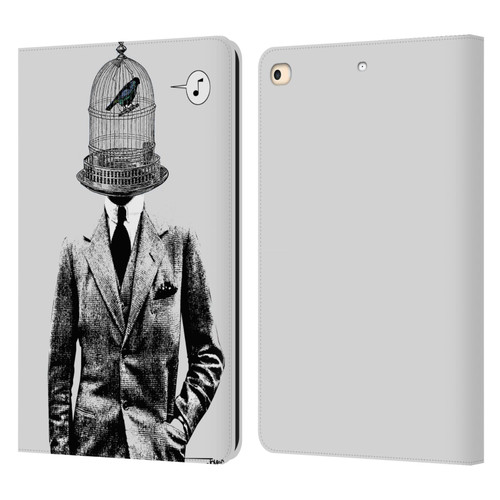 LouiJoverArt Black And White Plumage Leather Book Wallet Case Cover For Apple iPad 9.7 2017 / iPad 9.7 2018