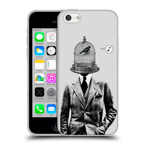 LouiJoverArt Black And White Plumage Soft Gel Case for Apple iPhone 5c