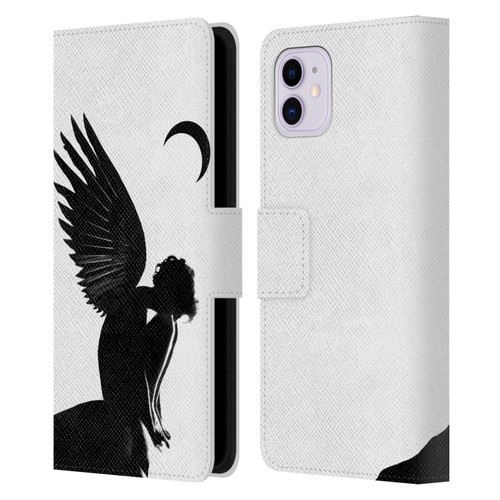 LouiJoverArt Black And White Angel Leather Book Wallet Case Cover For Apple iPhone 11