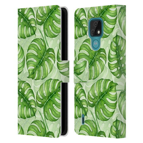 Katerina Kirilova Fruits & Foliage Patterns Monstera Leather Book Wallet Case Cover For Motorola Moto E7