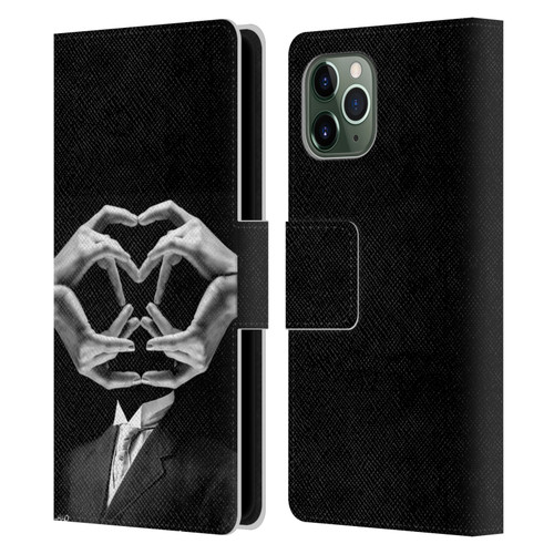 LouiJoverArt Black And White Mr Handy Man Leather Book Wallet Case Cover For Apple iPhone 11 Pro