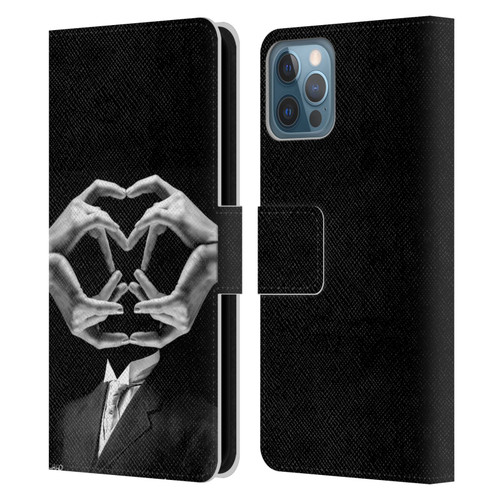 LouiJoverArt Black And White Mr Handy Man Leather Book Wallet Case Cover For Apple iPhone 12 / iPhone 12 Pro