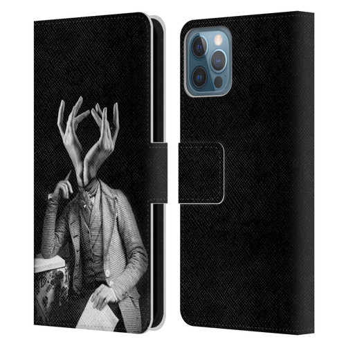 LouiJoverArt Black And White Sensitive Man Leather Book Wallet Case Cover For Apple iPhone 12 / iPhone 12 Pro