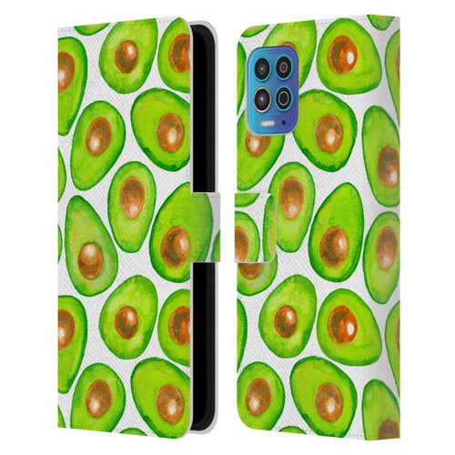 Katerina Kirilova Fruits & Foliage Patterns Avocado Leather Book Wallet Case Cover For Motorola Moto G100