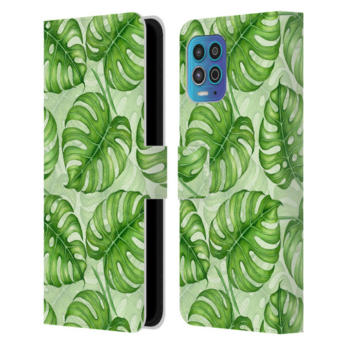 Katerina Kirilova Fruits & Foliage Patterns Monstera Leather Book Wallet Case Cover For Motorola Moto G100