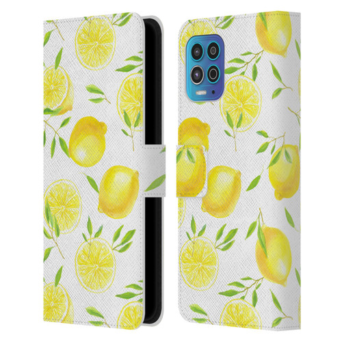 Katerina Kirilova Fruits & Foliage Patterns Lemons Leather Book Wallet Case Cover For Motorola Moto G100