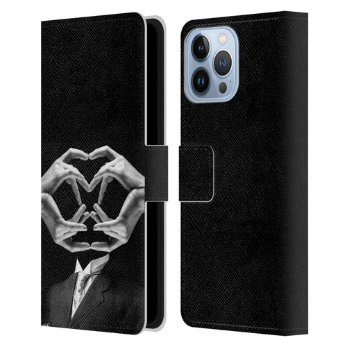 LouiJoverArt Black And White Mr Handy Man Leather Book Wallet Case Cover For Apple iPhone 13 Pro Max