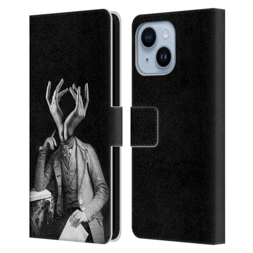 LouiJoverArt Black And White Sensitive Man Leather Book Wallet Case Cover For Apple iPhone 14 Plus