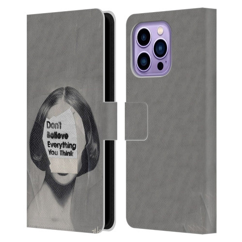 LouiJoverArt Black And White Think Leather Book Wallet Case Cover For Apple iPhone 14 Pro Max