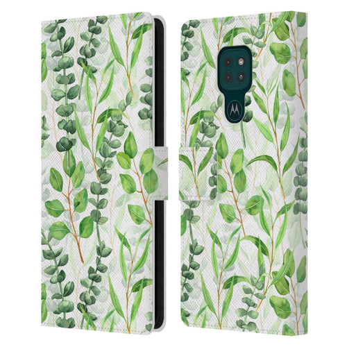 Katerina Kirilova Fruits & Foliage Patterns Eucalyptus Mix Leather Book Wallet Case Cover For Motorola Moto G9 Play