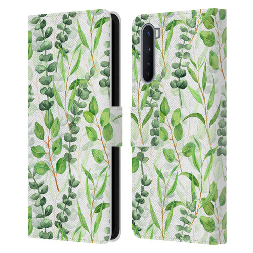 Katerina Kirilova Fruits & Foliage Patterns Eucalyptus Mix Leather Book Wallet Case Cover For OnePlus Nord 5G