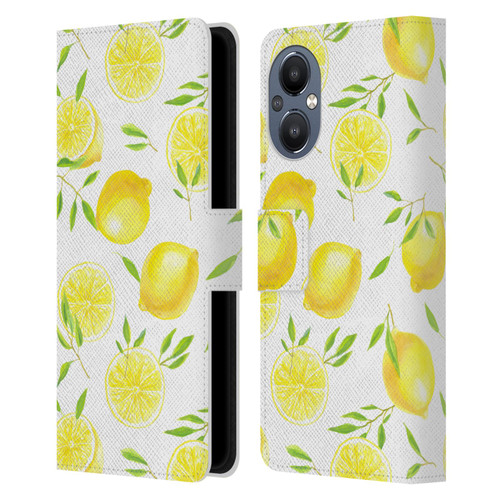 Katerina Kirilova Fruits & Foliage Patterns Lemons Leather Book Wallet Case Cover For OnePlus Nord N20 5G