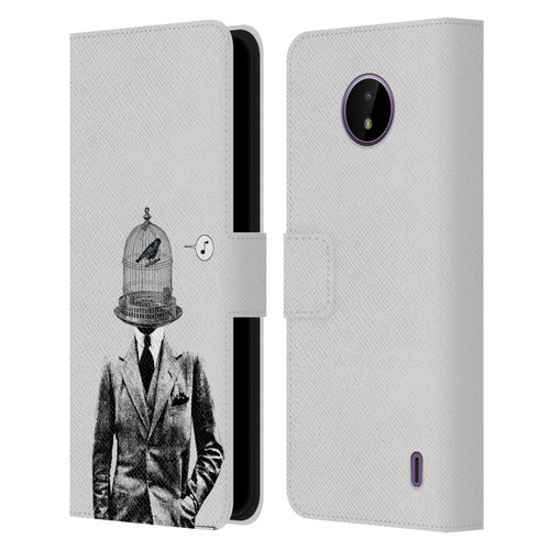 LouiJoverArt Black And White Plumage Leather Book Wallet Case Cover For Nokia C10 / C20