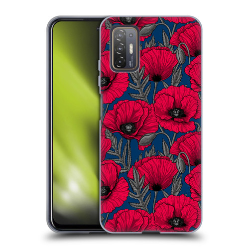 Katerina Kirilova Floral Patterns Night Poppy Garden Soft Gel Case for HTC Desire 21 Pro 5G