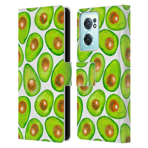 Katerina Kirilova Fruits & Foliage Patterns Avocado Leather Book Wallet Case Cover For OnePlus Nord CE 2 5G