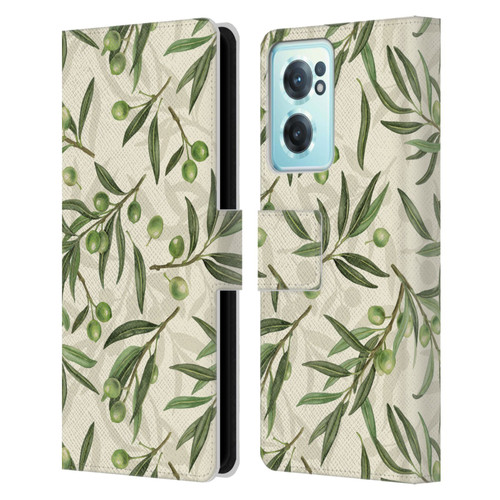 Katerina Kirilova Fruits & Foliage Patterns Olive Branches Leather Book Wallet Case Cover For OnePlus Nord CE 2 5G