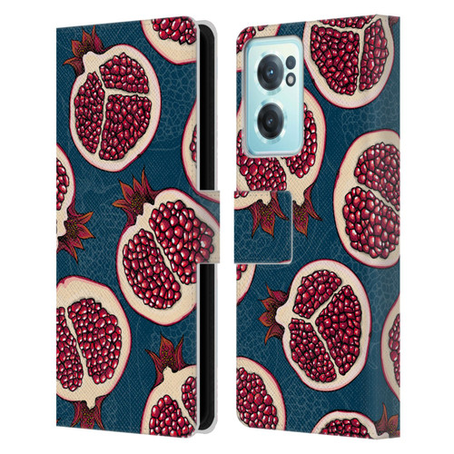 Katerina Kirilova Fruits & Foliage Patterns Pomegranate Slices Leather Book Wallet Case Cover For OnePlus Nord CE 2 5G