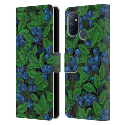 Katerina Kirilova Fruits & Foliage Patterns Blueberries Leather Book Wallet Case Cover For OnePlus Nord N100