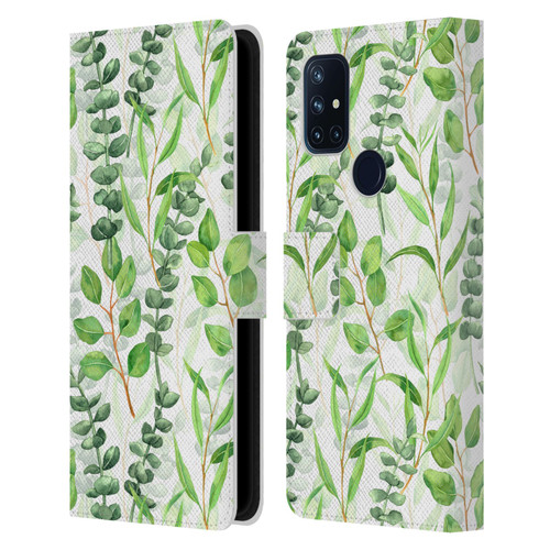 Katerina Kirilova Fruits & Foliage Patterns Eucalyptus Mix Leather Book Wallet Case Cover For OnePlus Nord N10 5G