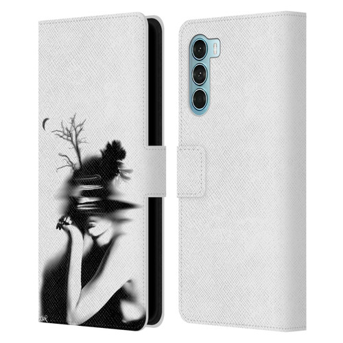 LouiJoverArt Black And White The Mystery Of Never Leather Book Wallet Case Cover For Motorola Edge S30 / Moto G200 5G