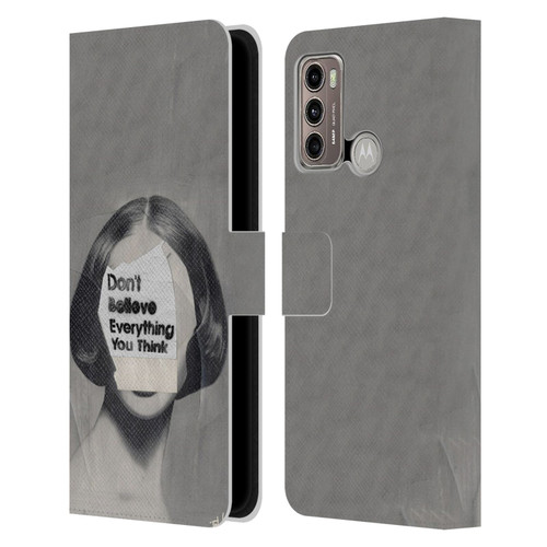 LouiJoverArt Black And White Think Leather Book Wallet Case Cover For Motorola Moto G60 / Moto G40 Fusion