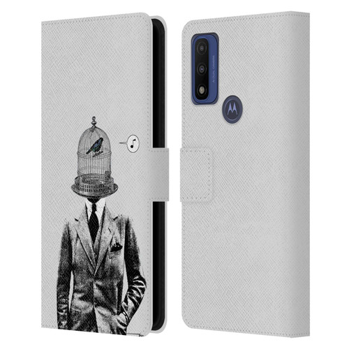 LouiJoverArt Black And White Plumage Leather Book Wallet Case Cover For Motorola G Pure