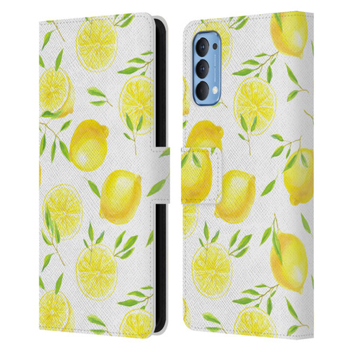 Katerina Kirilova Fruits & Foliage Patterns Lemons Leather Book Wallet Case Cover For OPPO Reno 4 5G