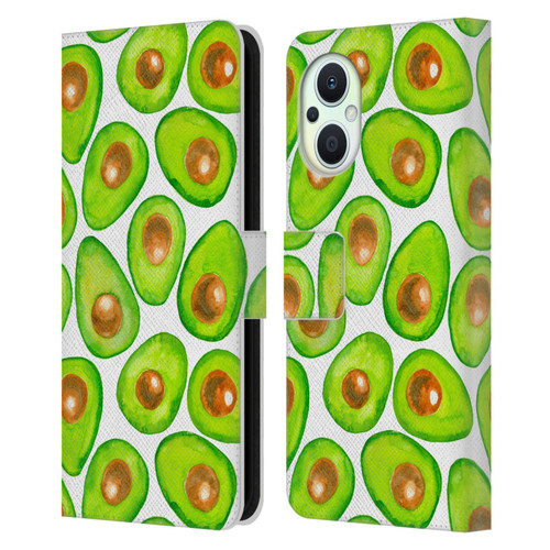 Katerina Kirilova Fruits & Foliage Patterns Avocado Leather Book Wallet Case Cover For OPPO Reno8 Lite