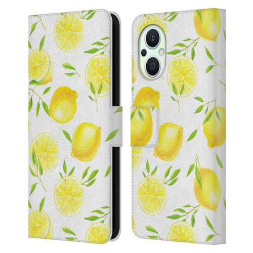 Katerina Kirilova Fruits & Foliage Patterns Lemons Leather Book Wallet Case Cover For OPPO Reno8 Lite