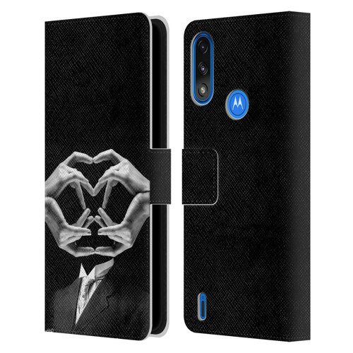 LouiJoverArt Black And White Mr Handy Man Leather Book Wallet Case Cover For Motorola Moto E7 Power / Moto E7i Power