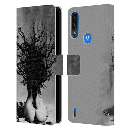 LouiJoverArt Black And White She Oak Leather Book Wallet Case Cover For Motorola Moto E7 Power / Moto E7i Power