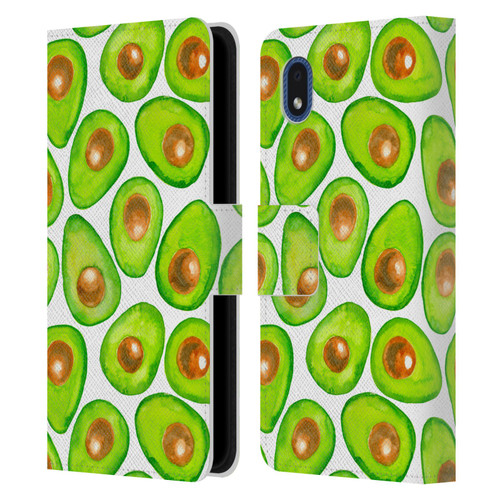 Katerina Kirilova Fruits & Foliage Patterns Avocado Leather Book Wallet Case Cover For Samsung Galaxy A01 Core (2020)