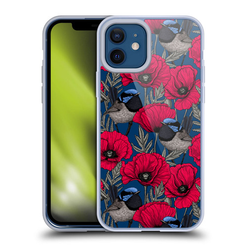 Katerina Kirilova Floral Patterns Fairy Wrens & Poppies Soft Gel Case for Apple iPhone 12 / iPhone 12 Pro