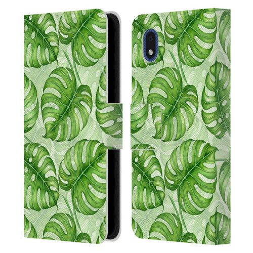 Katerina Kirilova Fruits & Foliage Patterns Monstera Leather Book Wallet Case Cover For Samsung Galaxy A01 Core (2020)