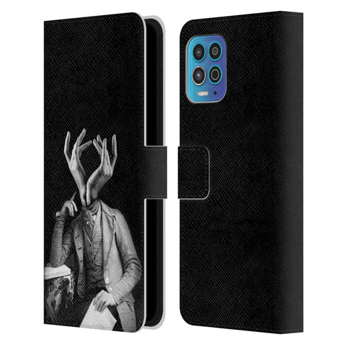 LouiJoverArt Black And White Sensitive Man Leather Book Wallet Case Cover For Motorola Moto G100
