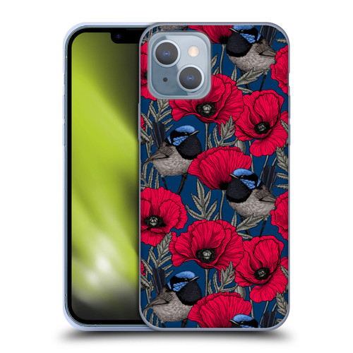 Katerina Kirilova Floral Patterns Fairy Wrens & Poppies Soft Gel Case for Apple iPhone 14
