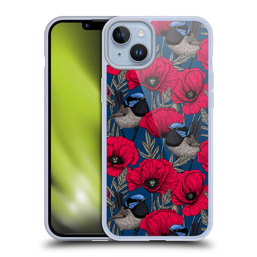 Katerina Kirilova Floral Patterns Fairy Wrens & Poppies Soft Gel Case for Apple iPhone 14 Plus