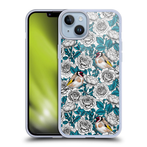 Katerina Kirilova Floral Patterns White Rose & Birds Soft Gel Case for Apple iPhone 14 Plus