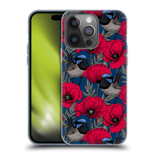 Katerina Kirilova Floral Patterns Fairy Wrens & Poppies Soft Gel Case for Apple iPhone 14 Pro